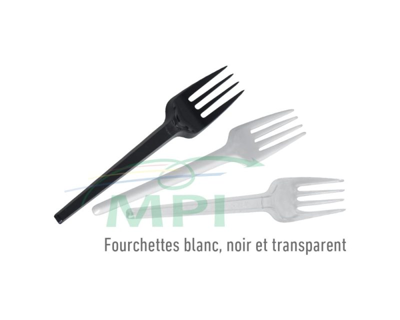 Fourchettes blanches, noires et transparentes
