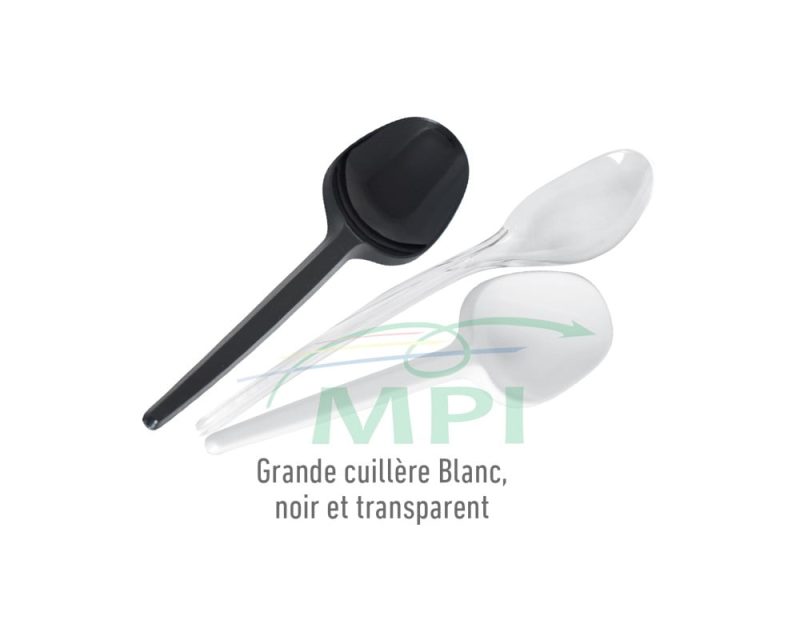 Grande cuillère blanche, noire et transparente