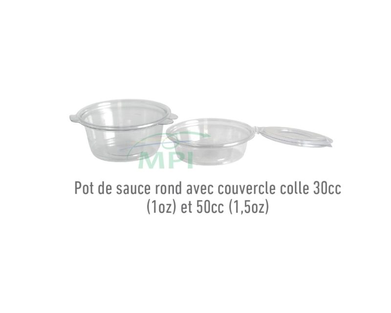 Pot de sauce rond - couvercle intégré